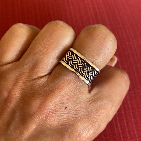 NEW 925 STERLING SILVER FANCY MEN’S WEDDING BAND - Picture 3 of 10